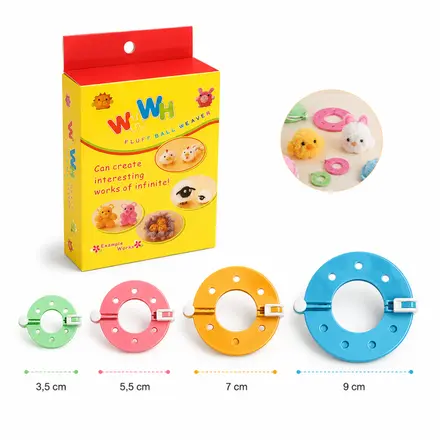 KIT FAZ POMPOM 4 TAMANHOS 8 PEÇAS