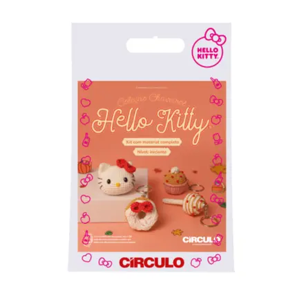 KIT AMIGURUMI COLEÇÃO CHAVEIROS HELLO KITTY CÍRCULO