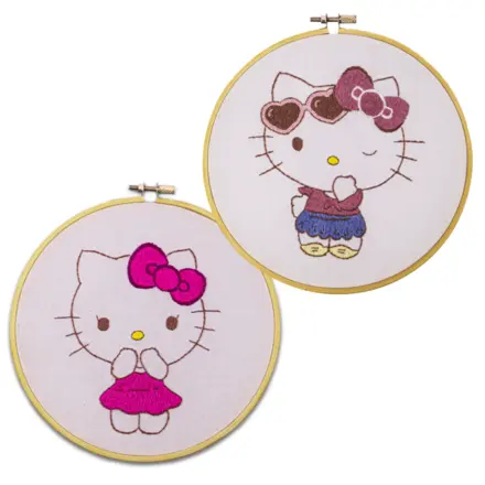KIT BORDADO PONTO LIVRE HELLO KITTY CÍRCULO