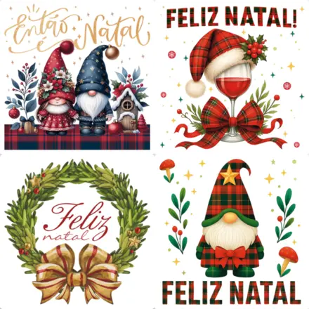 TRANSFER TÊXTIL QUADRADO NATAL 13,5CM X 13,5CM LITOARTE