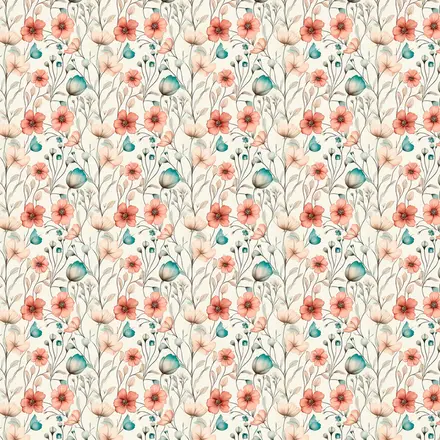 TRICOLINE MINT POPPIES FLORAL FERNANDO MALUHY - 1 METRO X 1,50M