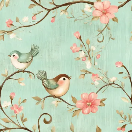 TRICOLINE DREAMY PASSARINHOS FABRICART - 1 METRO X 1,50M