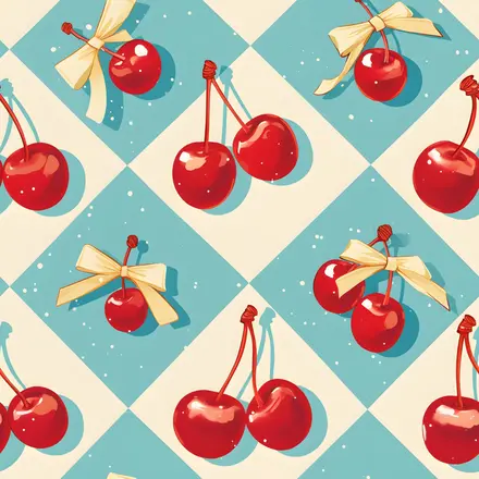 TRICOLINE CHERRY BOW LOSANGO FABRICART - 1 METRO X 1,50M