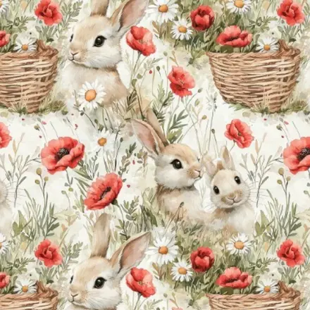 TRICOLINE PÁSCOA COELHOS E CESTAS FLORES FERNANDO MALUHY - 1 METRO X 1,5M