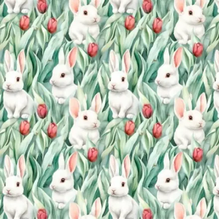 TRICOLINE PÁSCOA COELHOS TULIPAS ROSA FERNANDO MALUHY - 1 METRO X 1,5M