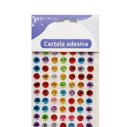CARTELA ADESIVA STRASS MULTICOLOR