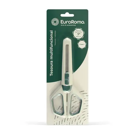 TESOURA MULTIFUNCIONAL COM ESTILETE 17.8CM EUROROMA